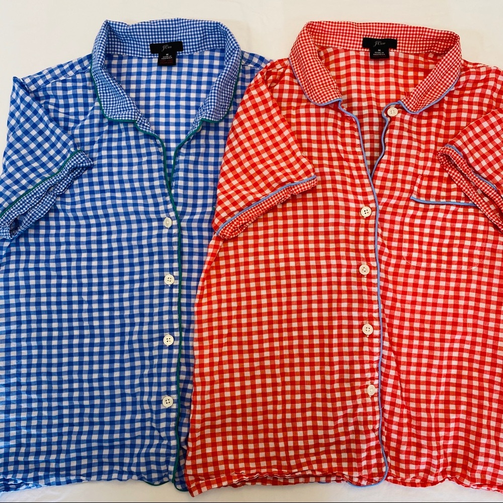 EUC J.Crew Nursing PJ Tops - Gingham - Med.